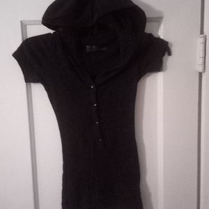 Black short sleeve hoodie